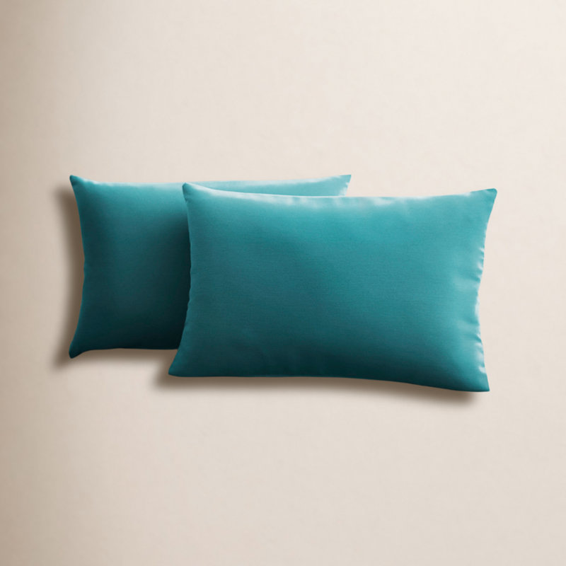 Almeda Outdoor Reversible Throw Pillow, Aqua Blue, 14" x 24"