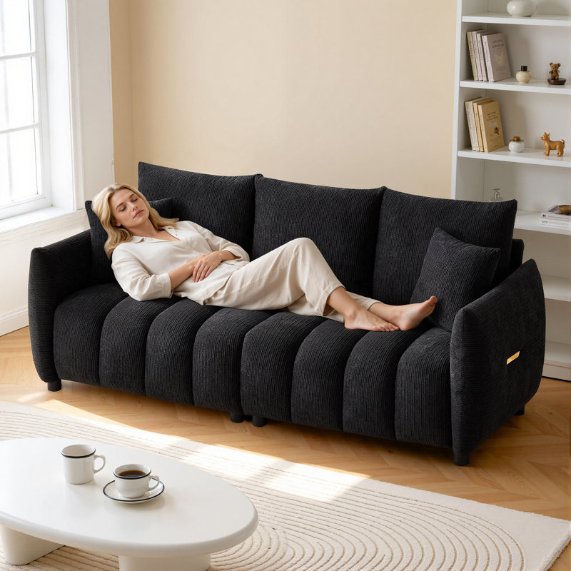 Canapé en tissu Modern, Black Chenille