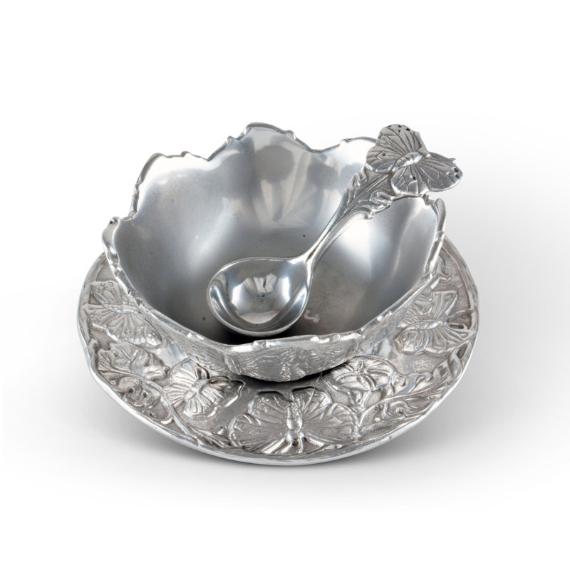 Arthur Court Butterfly Aluminum 3-Piece Condiment Set