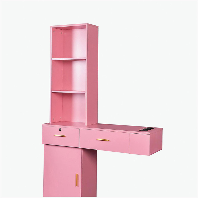 Pink modern simple hair desk, multi-layer storage space