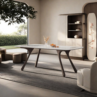 Solid wood sintered stone dining table