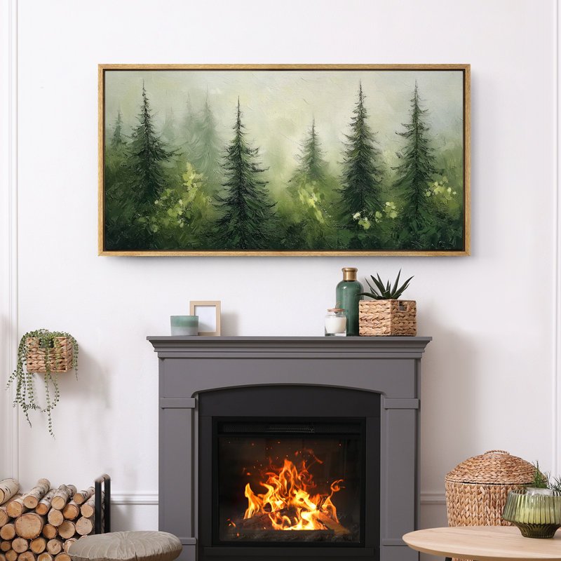 Œuvre de pin vert émeraude, images murales effet de coups de peinture faux, impression numérique sur toile giclée sur toile
