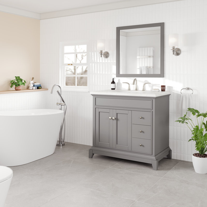 Elite Stamford 36" Single Bathroom Vanity, Gray