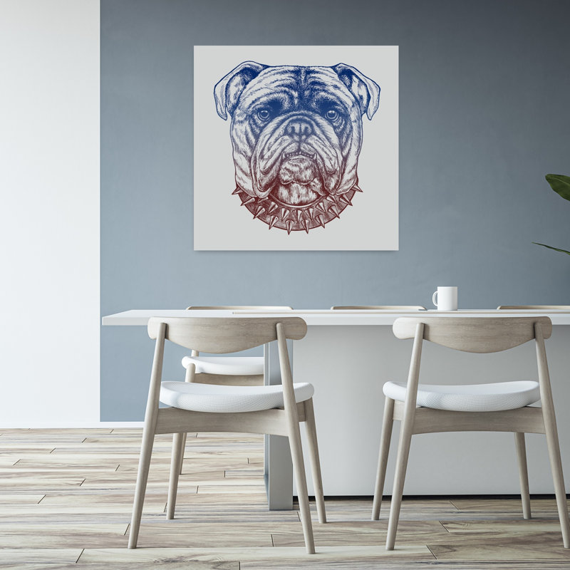 Art urbain contemporain de chien Bulldog Gritty, H 32 po x l 32 po