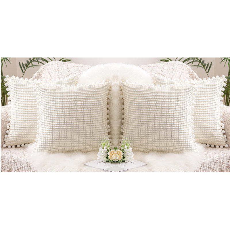 Ensemble de 4 housses de coussin en velours côtelé, Blanc