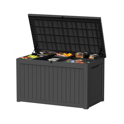 260 Gallon Deck Box, Waterproof Resin Large Outdoor Storgae Box For Patio Furniture by EVAJOY