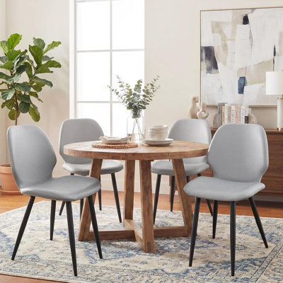 Shell-Shaped Leather Dining Chairs Set Of 4