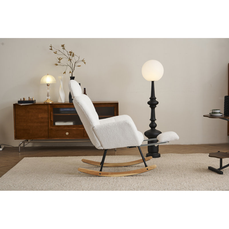 Fauteuil oscillant rembourré Teddy, Ivoire ivoire