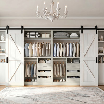 6-Drawer Shoe Cabinet With 72" Wide Closet & Dual Hanging Rods