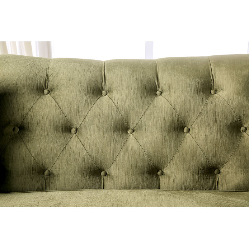 Schorr Upholstered 93'' Sofa, Green, Black