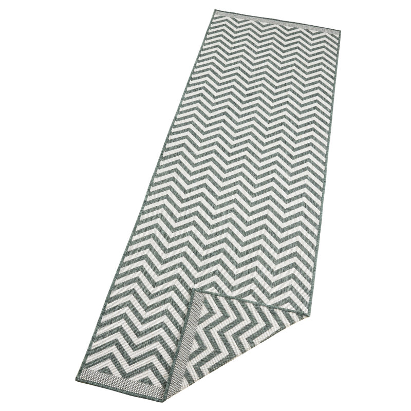 Palma flat-weave rug in green, Runner 80 x 350cm