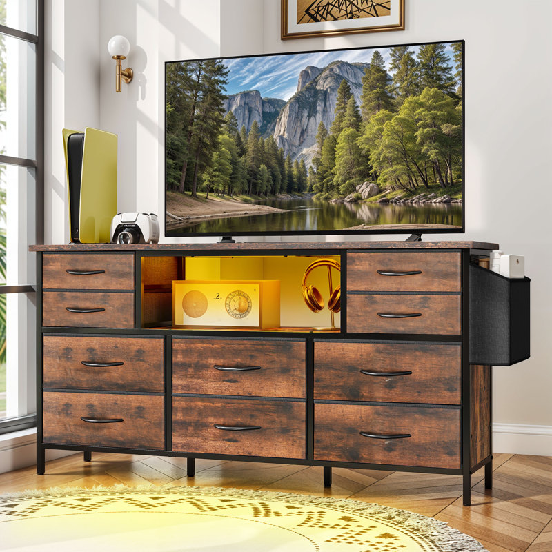 Unfinished TV Stand for TVs up to 65" with Fireplace Included