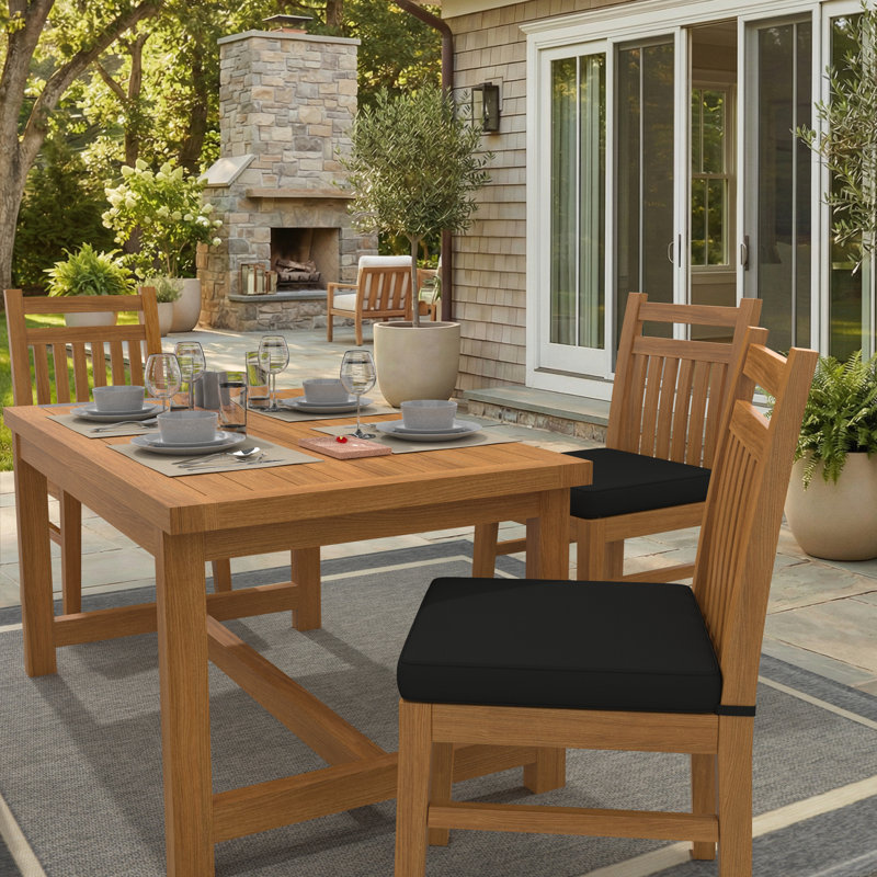 Sunbrella Indoor/Outdoor Dining Chair Cushion, 18" W x 18" D, Sunbrella® Canvas Black