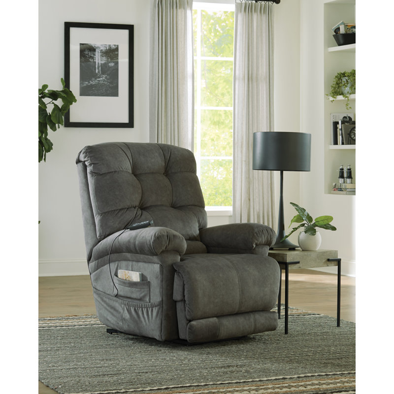 Upholstered Heated Massage Chair, Gray 100% Polyester