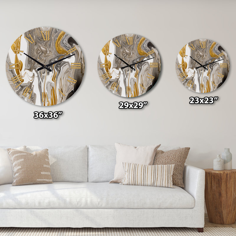Horloge murale moderne dorée et grise, Surdimensionné