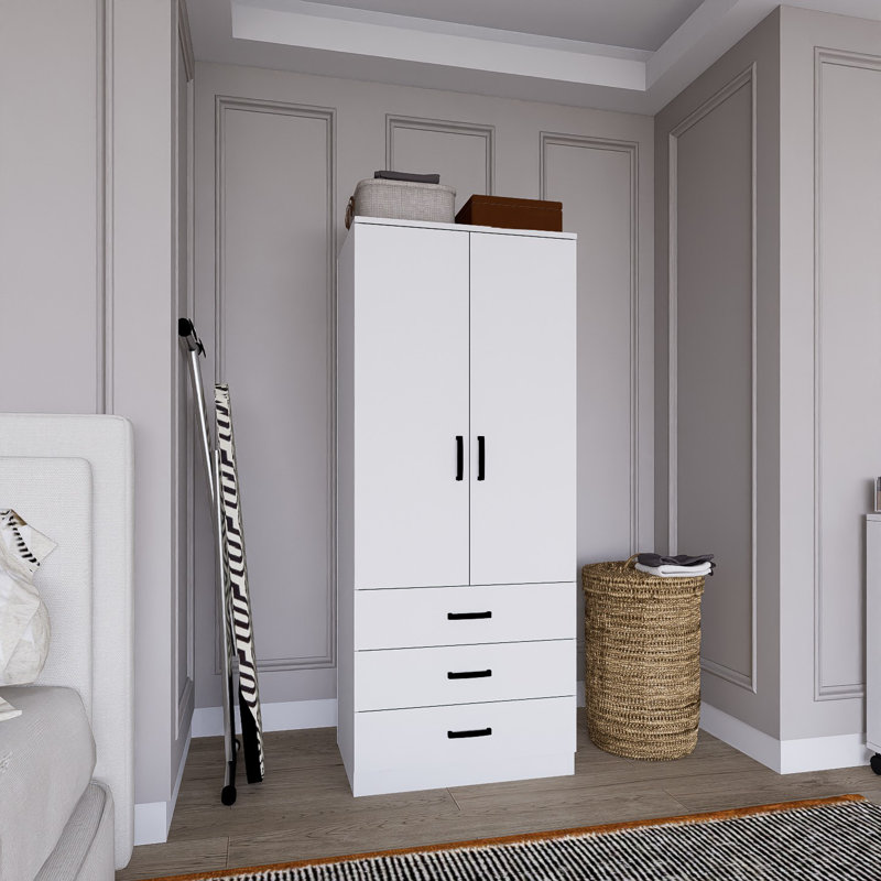Barbett Manufactured Wood Wardrobe, Matte White