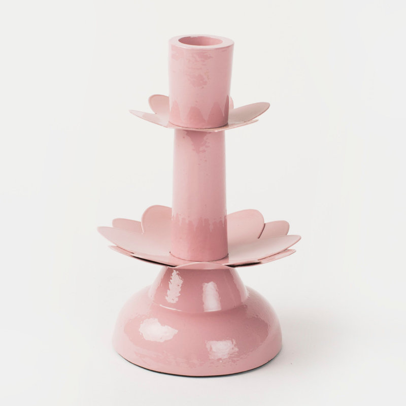 Mela Artisans Lotus Bloom Tapered Pink Candleholder, Pink
