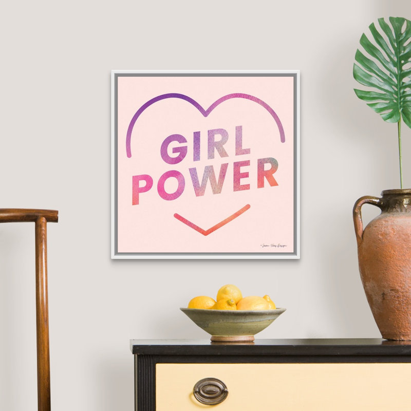 Art textuel sur toile, "Girl Power III" par Seven, Toile blanche encadrée, H 22 po x l 22 po x P 1,75 po
