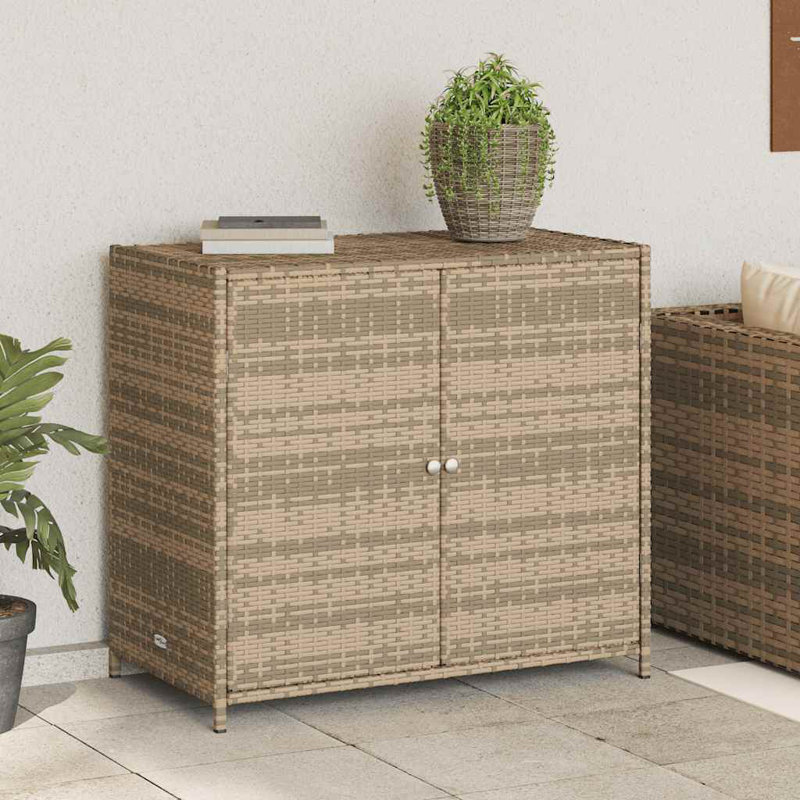 vidaXL Outdoor Storage Box 80 Gal Deck Box PE Rattan with Water-Resistant Bag, Beige 32.7"x17.7"x29.9" for Patio Tools & Accessories, Poly Rattan Storage Cabinet, Garden Storage Furniture