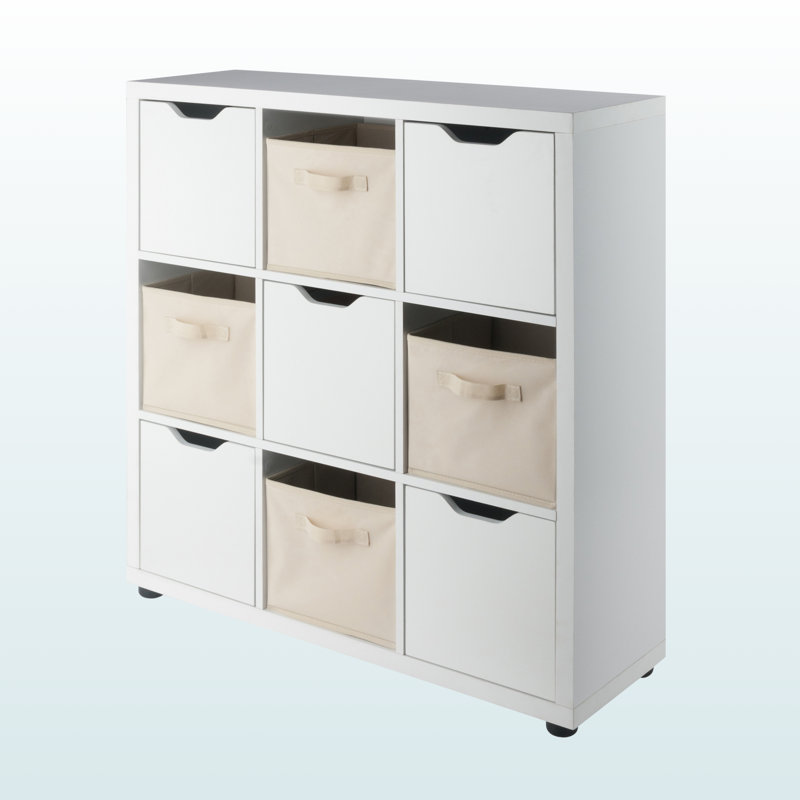 Ickes 5-Piece Storage Cabinet Set in Beige & White Finish, 37.48" H X 36.47" W X 11.39" D