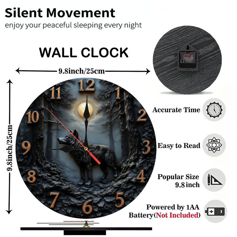 Horloge forêt loup