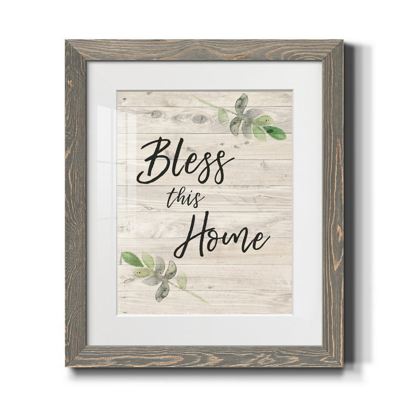 «Bless this home», reproduction d'art textuel sur papier encadré, Gris, H 24 po x l 18 po x P 1,5 po