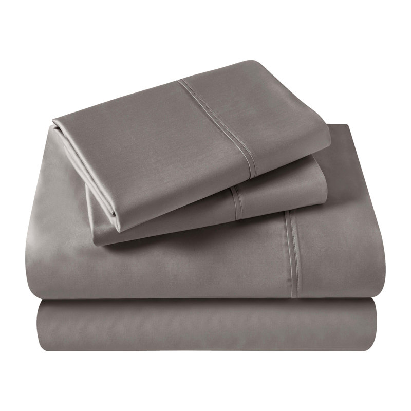 400 Thread Count Egyptian Cotton Blend Solid Deep Pocket Bed Sheet Set, Twin Sheet Set, Gray