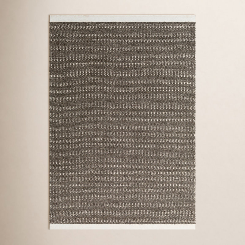 Tapis taupe en laine tissé à plat de couleur unie Rylee, Rectangle 2 pi x 3 pi
