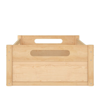 Lit plateforme au sol avec garde-corps longs, base de lit à profil bas, aucun sommier tapissier requis, blanc
