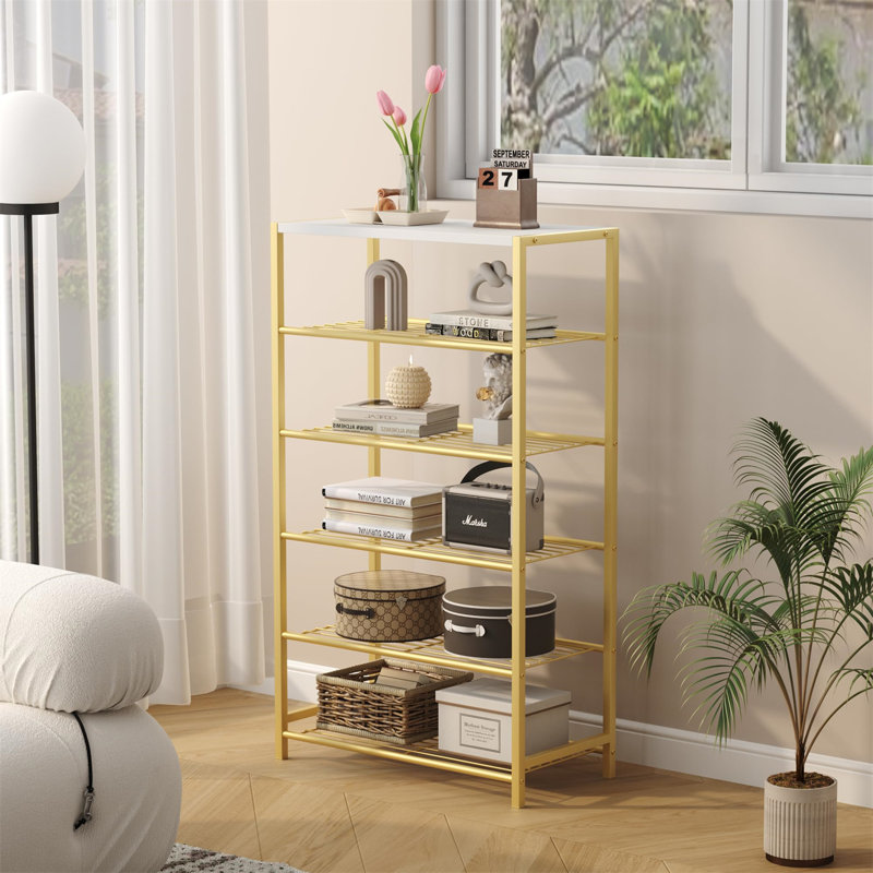 15 paires de rangement pour chaussures, Doré / Blanc