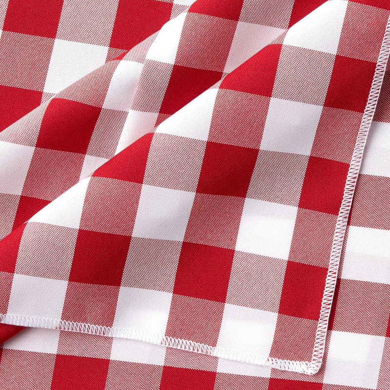 Red and White Gingham Checkered Rectangular Tablecloth 90”x132”