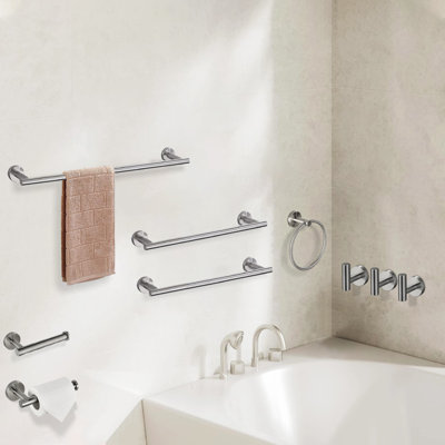 9 -Piece Stainless Steel Bathroom Towel Rack Set With Wall Mount