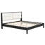 Structure de lit plateforme en bois massif de très grande taille avec tête de lit tapissier en velours beige, noir, aucun sommier tapissier requis-1745136473-1745136474