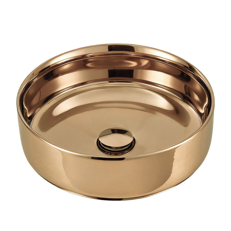 Metro Lane 360mm L x 360mm W Ceramic Circular Sink, Glossy Bronze