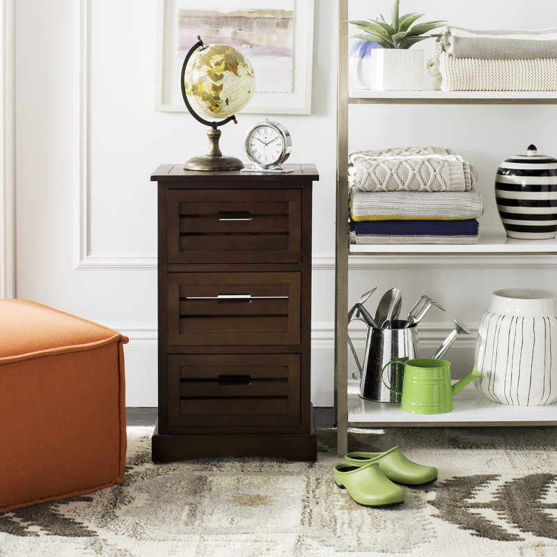 Commode décorative 3 tiroirs Regan, Cerisier