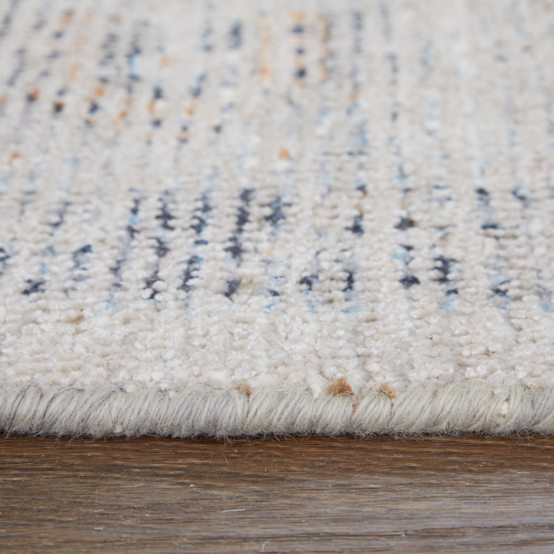 Tapis décoratif à médaillon transitionnel ivoire / bleu / orange Ramey, Rectangle de 10 pi x 14 pi