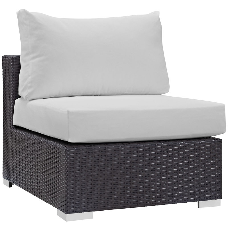 Convene Armless Patio Chair with Cushions, White