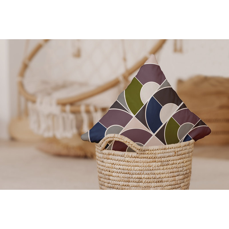 Coussin décoratif intérieur / extérieur Geom Arches, Bleu pierre, 16 po x 16 po