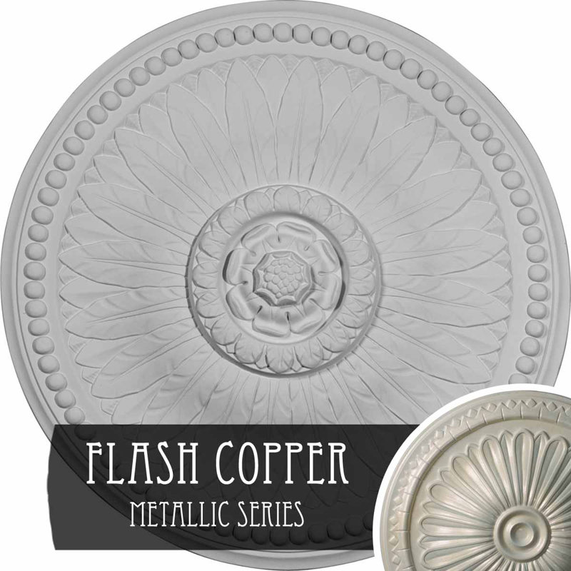 Endurathane Riley Ceiling Medallion, 18"OD x 3 1/2"ID x 1 1/2"P (Fits Canopies up to 4 5/8"), Hand-Painted Flash Copper Finish