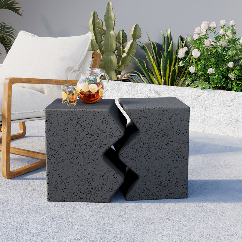Alyasia Rectangular Outdoor Side Table , 23.6'' in. W 11.8'' in. D, Gray