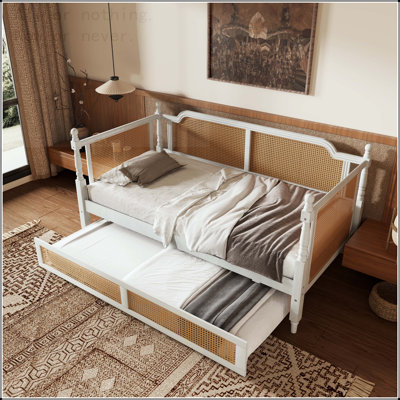 Traditional Rattan Daybed with Trundle – No Box Spring Needed