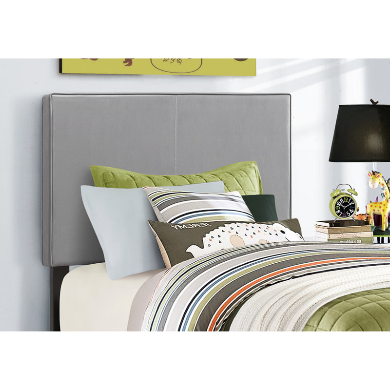 Lit simple tapissier avec aspect en cuir gris et similicuir pour une chambre chic et confortable