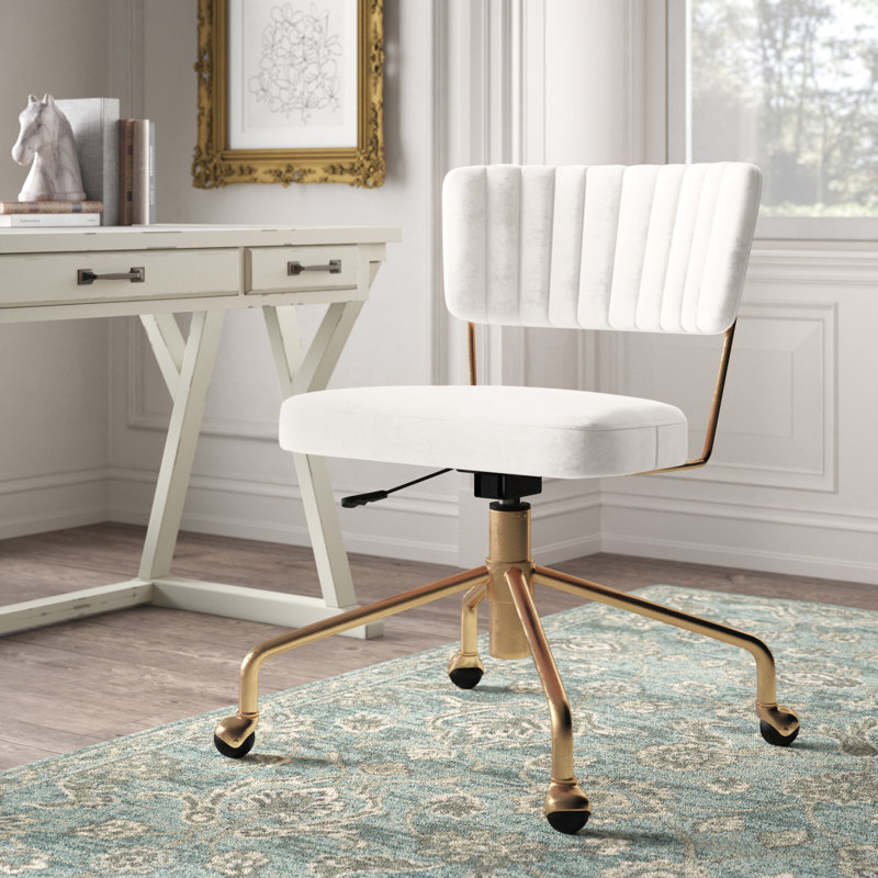 Chaise de travail Benley, Crème, Doré