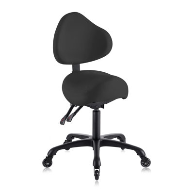  Pneumatic Swivel Rolling Saddle Chair With Wheels And Ergonomic Back Support For Hair Stylist, Dental Hygienist, Hygienic Clinic, Spa, M
