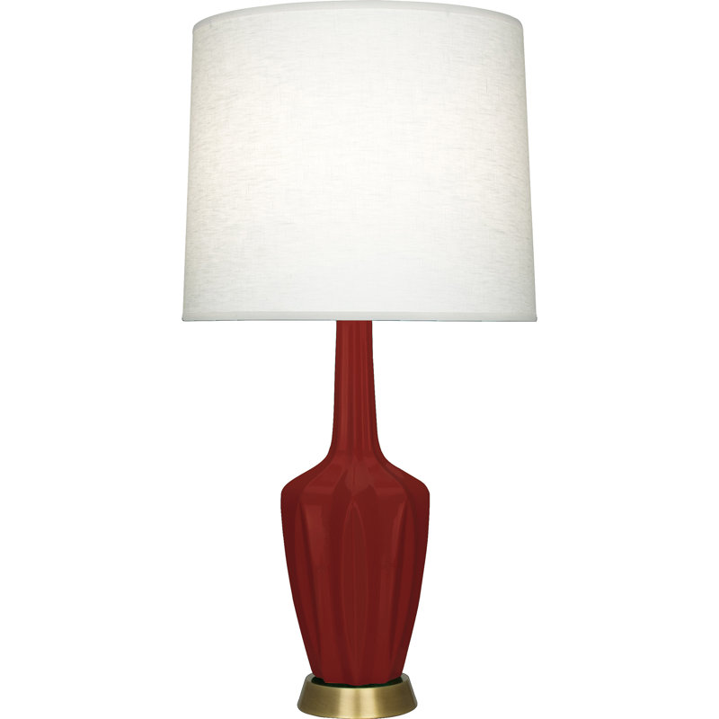 Lampe de table Emma, H 34,25 po x l 7,38 po x P 15 po, Céramique / métal, Sang de bœuf glacé