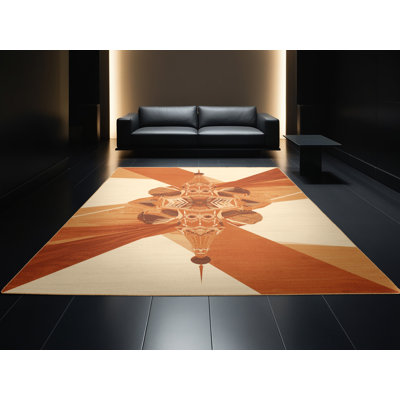 Tapis moelleux moelleux à motif géométrique de style cathédrale moderne de style Carlingcott St Basils - brun clair