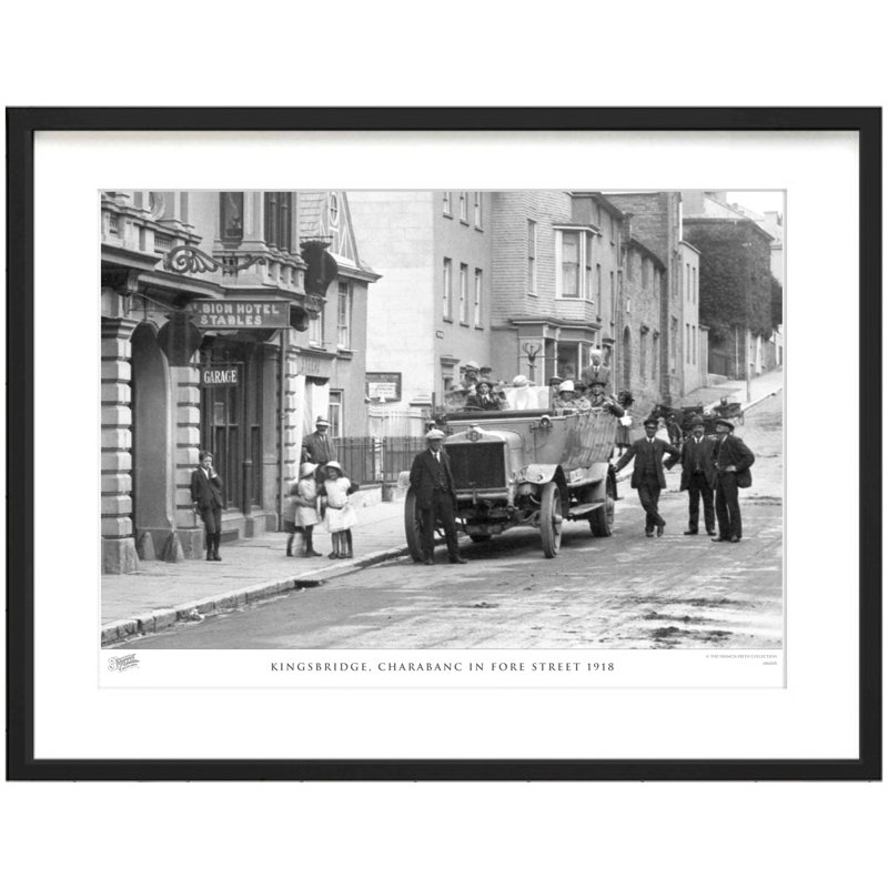 Kingsbridge, Charabanc In Fore Street 1918 - Single Picture Frame Print, 40cm H x 50cm W x 2.3cm D