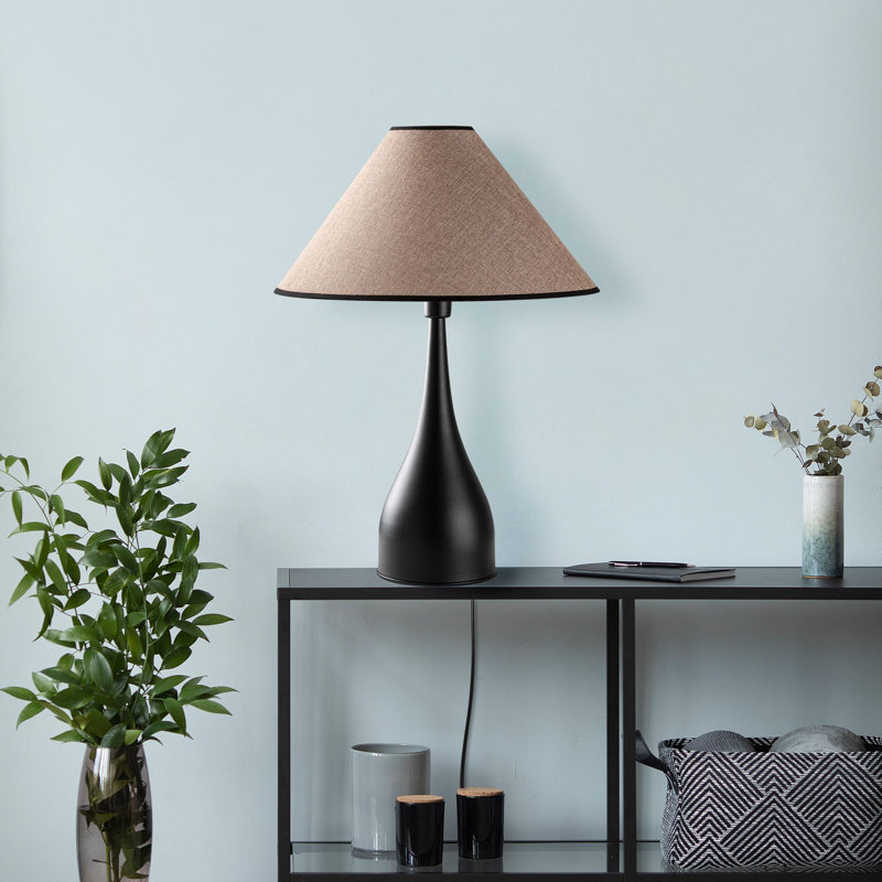 Stylish Metal Table Lamp, Black, 19.7 x 19.7 x 26.8 inches | Fabric Cap Ø4.7 x 9.8 inches | E27 Socket, Max 40W (Bulb Not Included) | Modern Design, Perfect for Living Room & Bedroom Decor, IP20 Rated