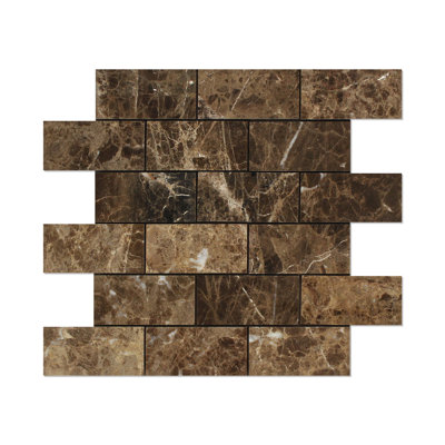 Emperador Marble Brick Joint Mosaic Wall & Floor Tile