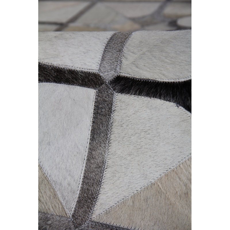 Natural Hide Cowhide Geometric Area Rug, Rectangle 13'6" x 17'6"